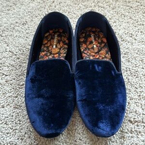 Birdies Navy Blue Velvet Starlings - size 7.5